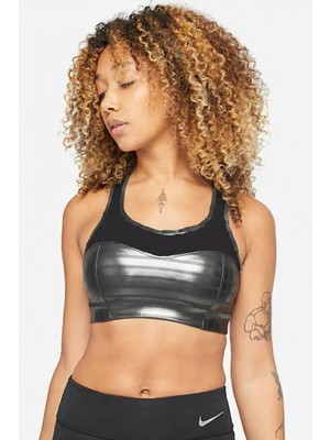 Nike Dri Fit Hight Support Shimmer Alpha Büyük Kesim Kadın Işıltılı Bra Siyah