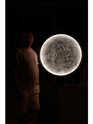 PremiumPort El Yapımı Ay Tablo, Rgb LED Işıklı Duvar Dekoru, Şık ve Modern Tasarım