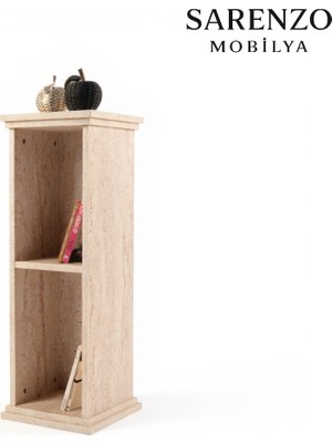 Sarenzo Traverten Çok Amaçlı Yan Sehpa Kitaplık Dekor Sehpa
