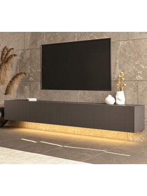 PremiumPort Modern 240CM LED Işıklı Tv Sehpası, Duvar ve Ünite Tasarımı
