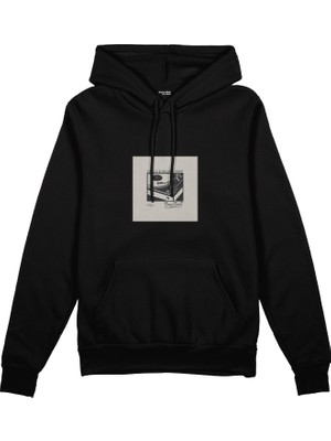The Lucid Lab Vinyl Dreams  Oversize Hoodie - Siyah