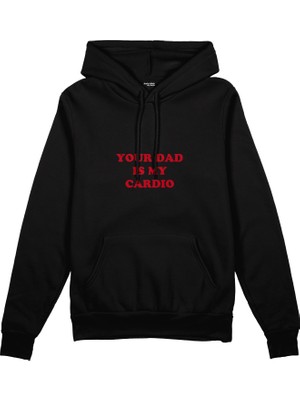 The Lucid Lab Your Dad Is My Cardio  Oversize Hoodie - Siyah