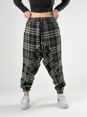 Cocopelli Yeşil Ekose Kadın Spor Şalvar COC2770