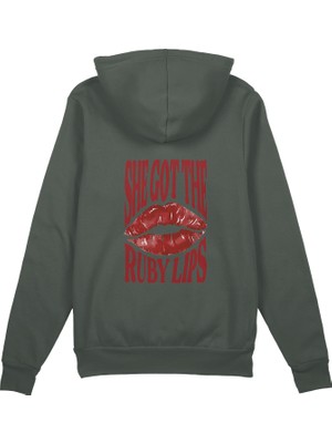 The Lucid Lab Ruby Lips Oversize Hoodie - Antrasit