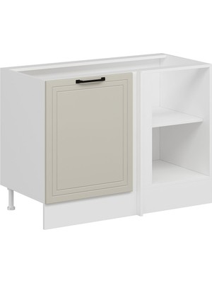 Alvinka Mutfak Modül Mbr_a Alt 1K1R 120CM Köşe Dolap Beyaz Kumtaşı Suntalam