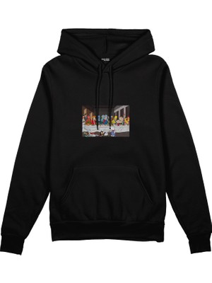 The Lucid Lab Champions Last Supper  Oversize Hoodie - Siyah