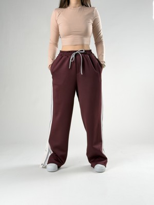 Cocopelli Bordo Yan Çıtçıtlı Kadın Eşofman COC2767