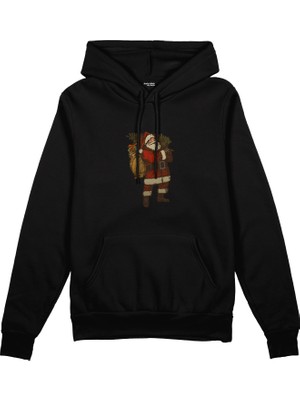The Lucid Lab Vintage Santa Portrait Oversize Hoodie - Siyah