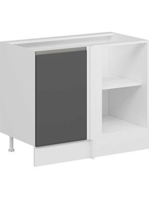 Alvinka Mutfak Modül Hg_j Alt 1K1R 105CM Köşe Dolap Beyaz Antrasit Mdf