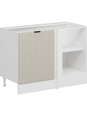 Alvinka Mutfak Modül Mbr_b Alt 1K1R 120CM Köşe Dolap Beyaz Kumtaşı Suntalam