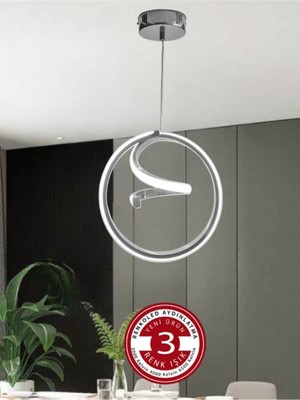 PremiumPort Modern 3 Renk Işıklı Sarkıt LED Avize Krom Kasa, Antre ve Oda Için