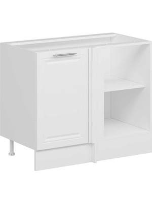 Alvinka Mutfak Modül Mbr_c Alt 1K1R 105CM Köşe Dolap Beyaz Beyaz Mdf