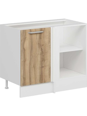 Alvinka Mutfak Modül Duz Alt 1K1R 105CM Köşe Dolap Beyaz Dore Suntalam