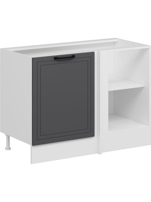 Alvinka Mutfak Modül Mbr_a Alt 1K1R 120CM Köşe Dolap Beyaz Antrasit Mdf