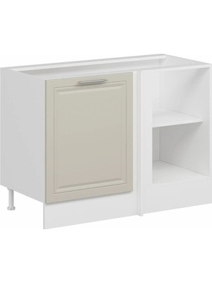Alvinka Mutfak Modül Mbr_c Alt 1K1R 120CM Köşe Dolap Beyaz Kumtaşı Mdf