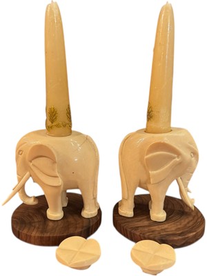 TT Fildişi Şamdan Takımı 10 cm Boylarında