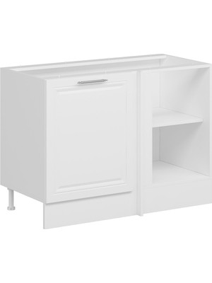 Alvinka Mutfak Modül Mbr_c Alt 1K1R 120CM Köşe Dolap Beyaz Beyaz Mdf
