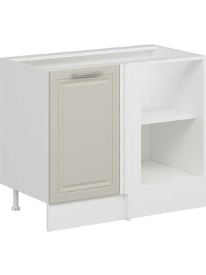 Alvinka Mutfak Modül Mbr_c Alt 1K1R 105CM Köşe Dolap Beyaz Kumtaşı Suntalam