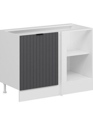 Alvinka Mutfak Modül Mbr_b Alt 1K1R 120CM Köşe Dolap Beyaz Antrasit Mdf