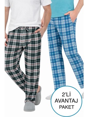 ByDon Erkek Tek Alt Çift Cepli Kordonlu 2'li Avantaj Paket ( Rahat Kesim Ev Giyim )
