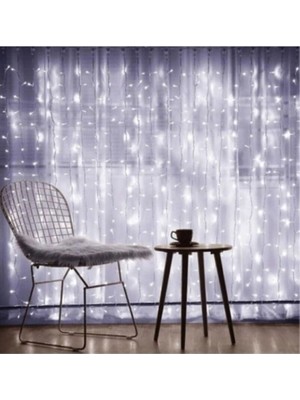 YCL 600 Ledli 2x2 Metre Perde LED Ip 44 Iç Mekan 30 LED x 20 Saçak 5 Set Eklenebilir Beyaz
