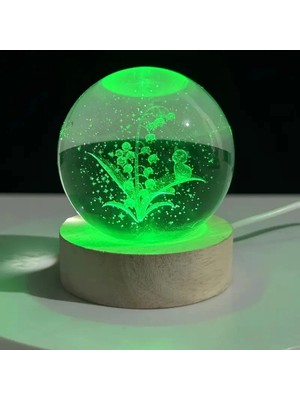 Livenda Ahşap Altlıklı Renk Değiştiren Usb'li Cam Küre