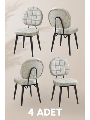 MyMassa Tokyo Sandalye - Casa Gri Kumaş - Metal Iskelet - Mutfak Sandalyesi - Salon Sandalyesi ( 4 Adet )