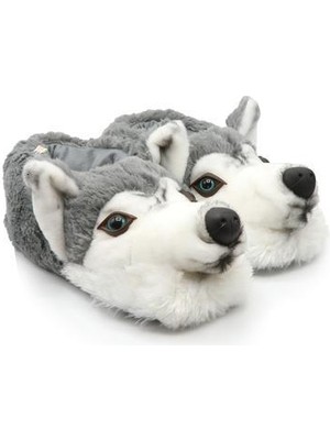 Twigy Siberia Kadın,Garson Boy Hayvanlı Panduf Gri 36/41