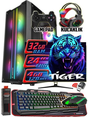 Warbox TİGER 24" Monitör Xeon X5650 32gb Ram 256gb Ssd 250gb Hdd GT740 DDR5-4gb E.kartı Gaming Takım Bilgisayar