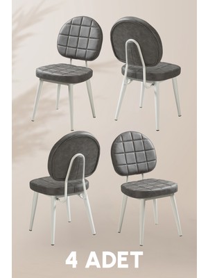 MyMassa Tokyo Sandalye - Casa Antrasit Kumaş - Metal Iskelet - Mutfak Sandalyesi - Salon Sandalyesi (4 Adet)