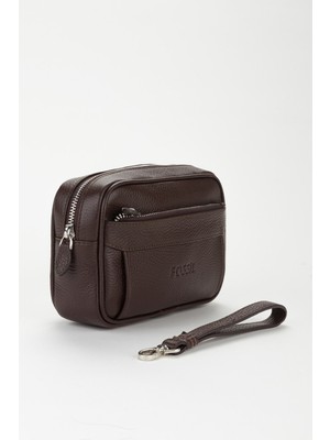 Fossil %100 Hakiki Deri Özel Minimal Tasarım El Çantası Portföy Traş Çantası