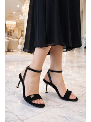 ModaOnn Kadın Tek Bant Taş Detaylı Topuklu Sandalet