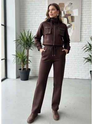 DVN Dik Yaka Fermuarlı Ceket Pantolonlu Takım