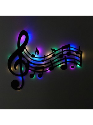 PremiumPort LED Işıklı Sol Anahtarı ve Notalar Temalı Müzik Duvar Lambası