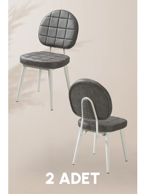 MyMassa Tokyo Sandalye - Casa Antrasit Kumaş - Metal Iskelet - Mutfak Sandalyesi - Salon Sandalyesi (2 Adet)