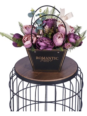 Yapay Çiçek Sitesi Yapay Çiçekli Romantic Çanta Aranjmanı Model 20