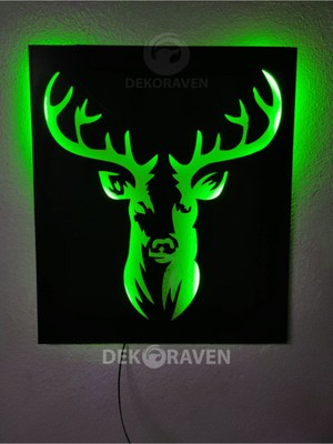 PremiumPort Işıklı Geyik Temalı Dekoratif Tablo, Şık ve Modern Tasarım