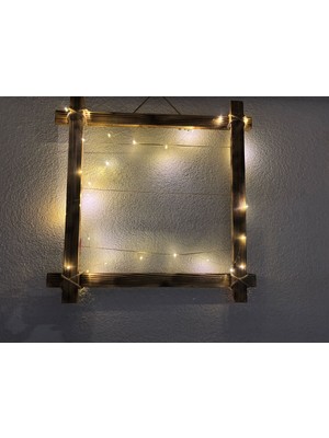 PremiumPort 20'li Ahşap Işıklı Resim Çerçevesi ve Fotoğraf Askısı Seti