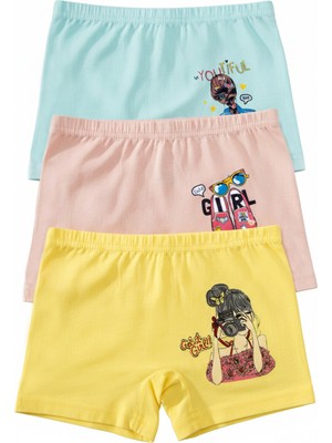 Öts Kız Çocuk Boxer 3'lü Baskılı (%96 Pamuk - %4 Elastan)
