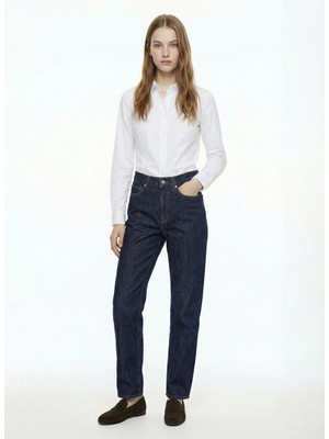 Fabrika Slim Fit Gömlek Yaka Düz Beyaz Kadın Gömlek F6SL-GML0361