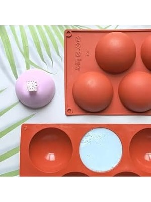 Siliko World 5'li Yarım Küre Muffin, Çikolata, Kek Kalıbı, Silikon Kalıp 8cm, Kahverengi