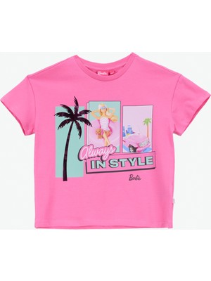 Barbie Baskılı Fuşya Kız Çocuk T-Shirt BRB6SG-TST6406