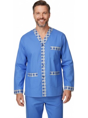 Oppland Erkek Pijama Takımı %100 Pamuk Kumaş Star Model Cepli Rahat Tam Kalıp