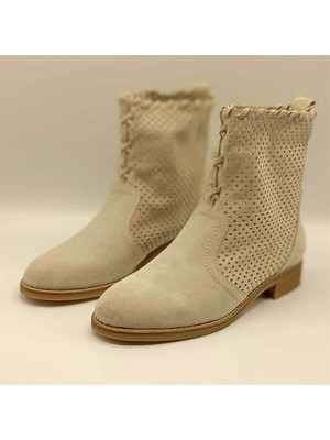 Ametist Yazlık Bej Süet Zımbalı Kadın Bot