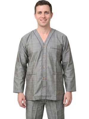 Oppland Erkek Pijama Takımı %100 Pamuk Kumaş Aura Model Cepli Rahat Tam Kalıp