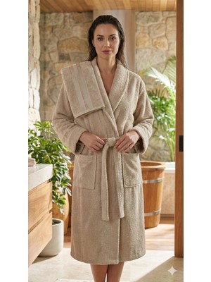 Arya Krem Havlulu Bornoz