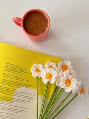 Henera Atelier El Örgüsü 10'lu Beyaz Papatya Dalı / Sevgililer Günü / Hediyelik /doğum Günü/öğretmenler Günü/çiçek