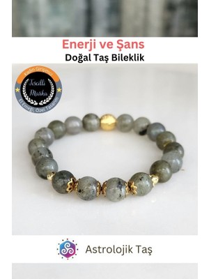 ASTRO STONES Enerji ve Şans Doğal Taş Bileklik  - Labradorit & Hematit Işıltılı Enerji ve Koruma Bilekliği