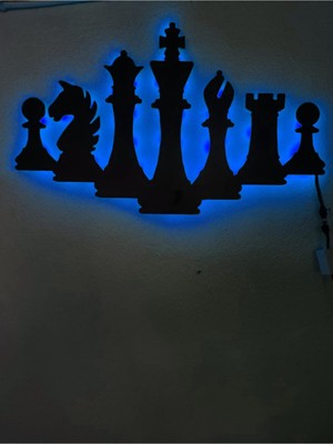 PremiumPort LED Işıklı Ahşap Satranç Dekoratif Tablo, Şık ve Modern Tasarım