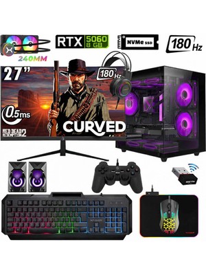 Xaser Sword Cube X52 Ryzen 7 5700X 32GB Ram 1tb M.2 Nvme SSD 8gb RTX5060 Sıvı Soğutmalı 27" 200Hz Oyuncu Tavsiye Sistem